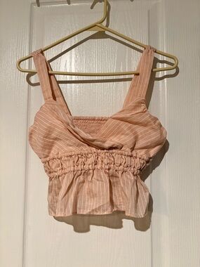 Maeve by Anthropologie Light Pink Smocked Peplum Tank Top xsmall